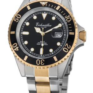 Bezel black/gold divers watch, men's waterproof 200 m