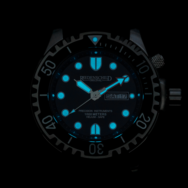 Riedenschild diving watch waterproof1000m men's watch metal + silicone bracelet lumen