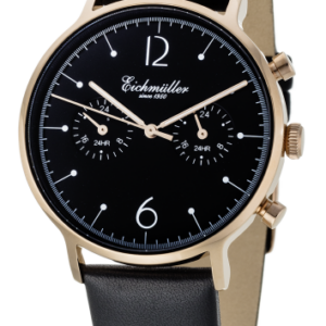 Men's watch chronograph leather bracelet rosé gold
