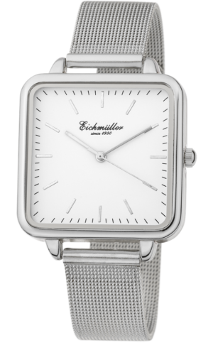 Women's watch square model Watch quadro case silver white dial Quartz Milanese/mesh bracelet