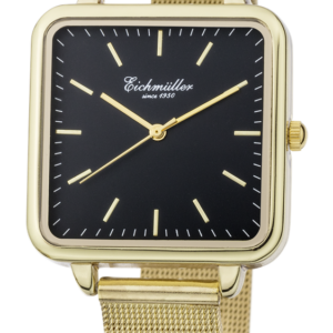 Damklocka fyrkantig square model Watch quadro boett guld svart urtavla Quartz Milanese/mesh armband