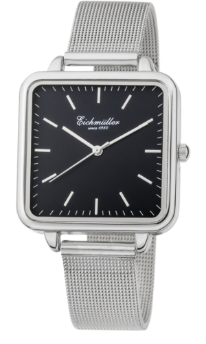 Snygg Damklocka fyrkantig mesh armband Watch quadro boett silver svart urtavla Quartz Milanese mesharmband